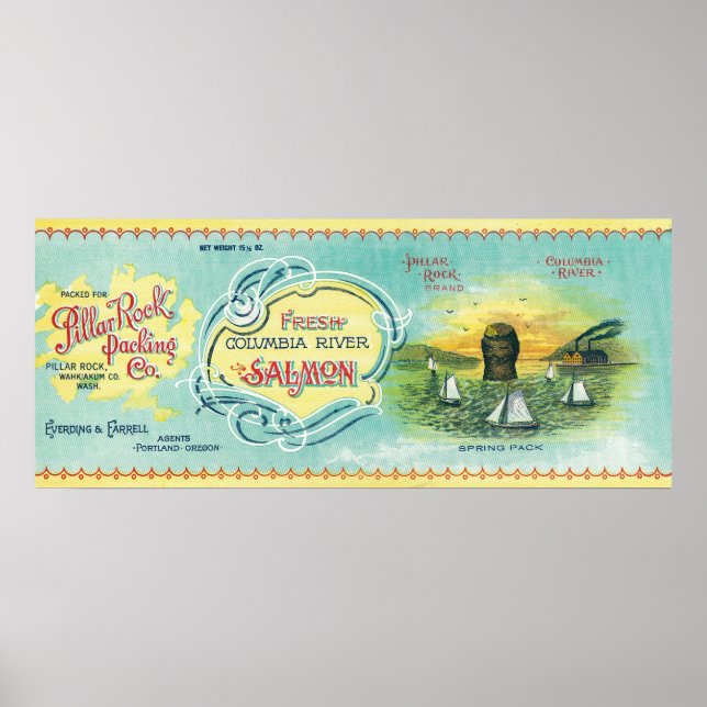 Pôster Pillar Rock, Washington - Pilar Rock Salmon (Frente)