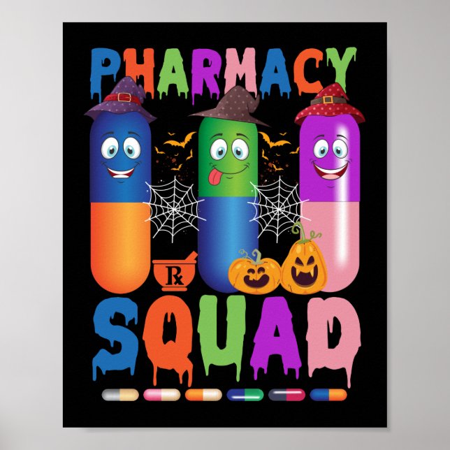 Poster Pills Pharmacy Pharmacist Squad Halloween Costume (Frente)