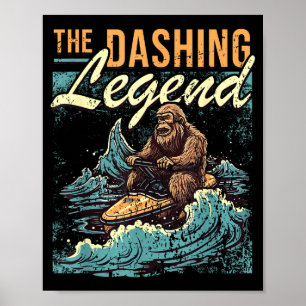 Poster Piloto de jet ski bigfoot sasquatch