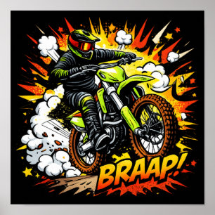 Poster Piloto de Moto de Motocross em Quadrinhos