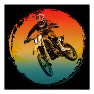 Pôster piloto de moto de motocross vintage motocicleta