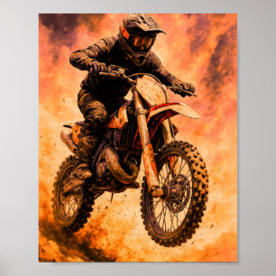 Poster Piloto de Moto de Trilha Cheio de Ação