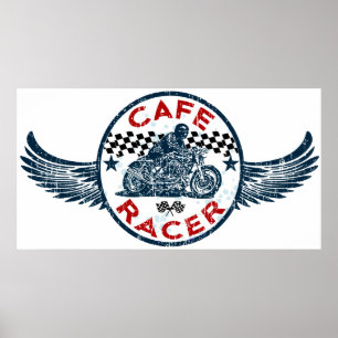 Poster Piloto do café de Moto