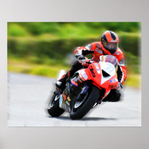 Pôster Piloto do vermelho da motocicleta