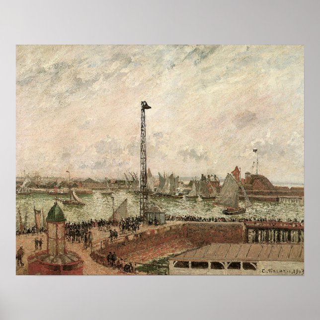 Pôster Pilot's Jetty, Le Havre, Misty de Camille Pissarro (Frente)