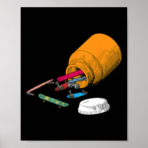 Poster Pílulas Felizes Skateboard Skater Engraçado Amor S