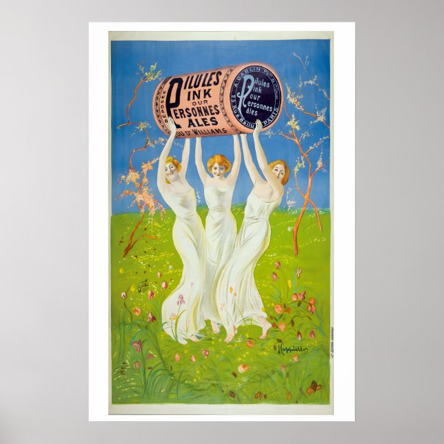 Poster Pílulas Rosa Para Pessoas Pálidas 1910 Antigo (Frente)