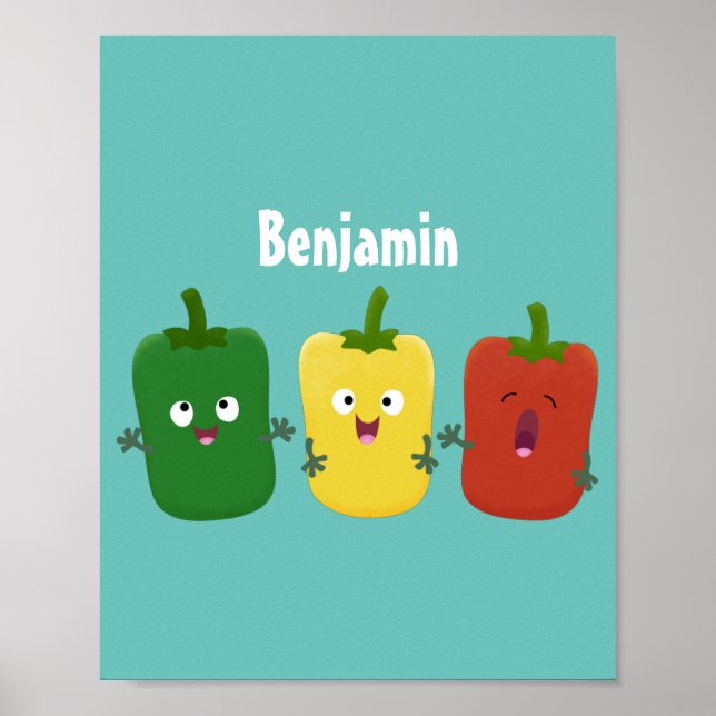 Poster Pimenta-de-sino-branco capsicum trio cantando cart (Frente)
