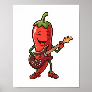 Poster Pimenta Malagueta Fofa Tocando Guitarra Elétrica
