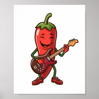 Poster Pimenta Malagueta Fofa Tocando Guitarra Elétrica