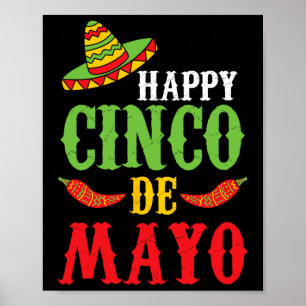 Poster Pimentões Cute Feliz Cinco De Mayo Sombrero 5 de M