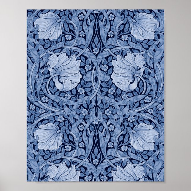 Poster Pimpernel Blue Monotone, William Morris (Frente)