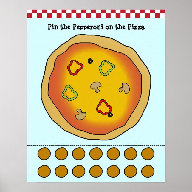 Pôster Pin the Pepperoni on the Pizza Game (Frente)