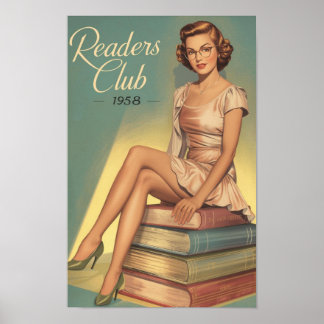 Poster Pin-Up Bibliotecária Retro dos Anos 1950 – Amante