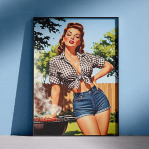 Poster Pin-up Churrasco Vintage
