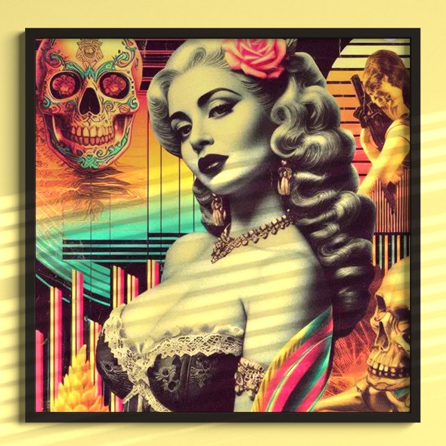 Poster Pin-up Colagem Retrofuturismo (Criador carregado)