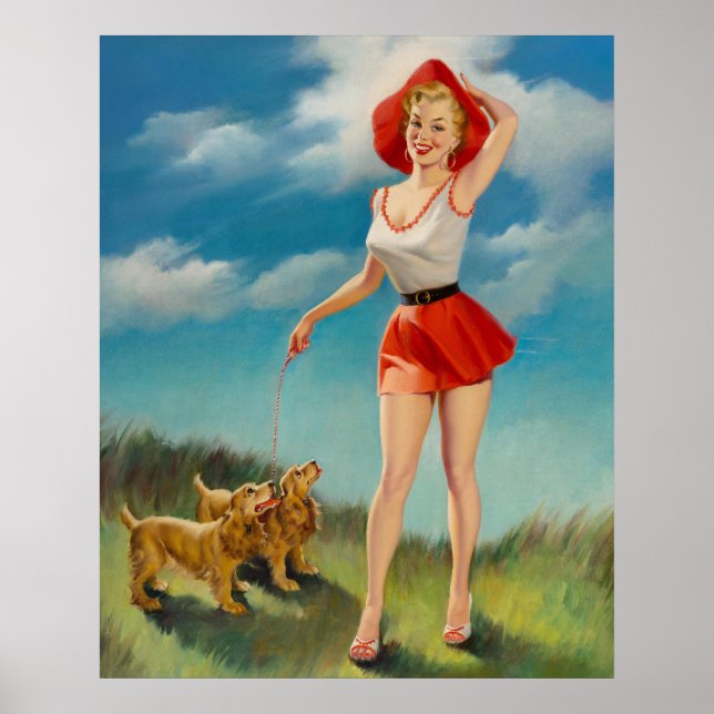 Poster Pin-Up com Puppies Bonitos (Frente)