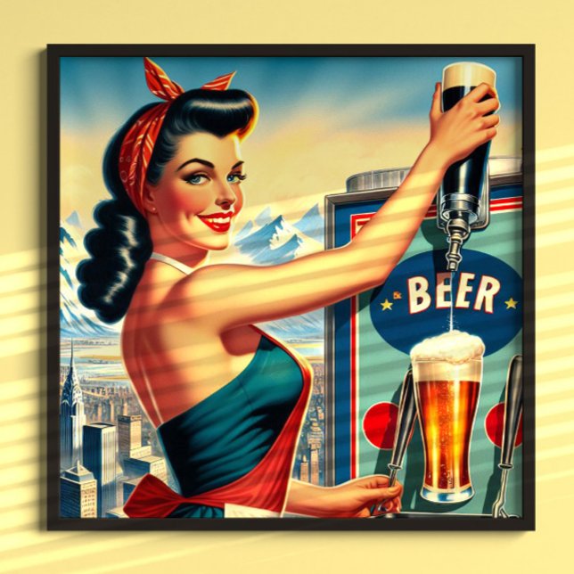 Poster Pin-up de Cerveja Retro (Criador carregado)
