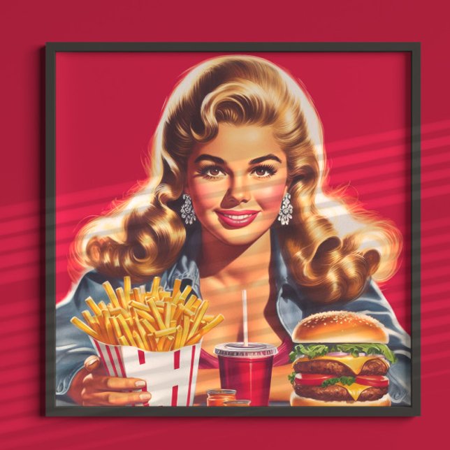 Poster Pin-up de Fast Food Vintage (Criador carregado)