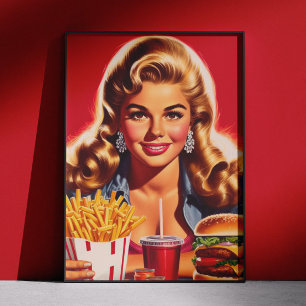 Poster Pin-up de Fast Food Vintage