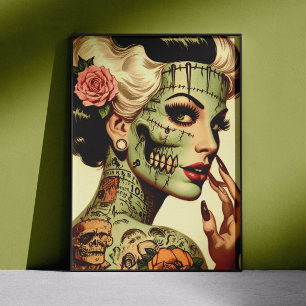 Poster Pin-up de Monstro Retro