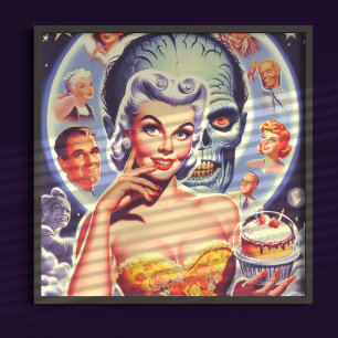 Poster Pin-up de Sci-Fi Retroativo