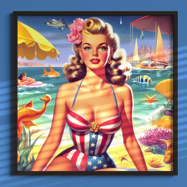 Poster Pin-up de Verão de Corte Retro (Criador carregado)