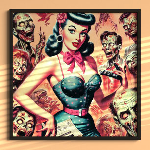 Poster Pin-up de Zombies Retro