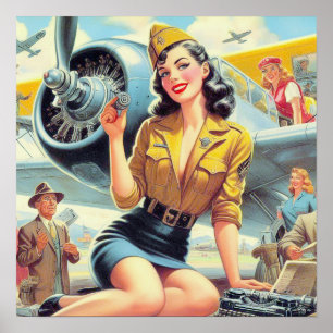 Poster Pin-up do avião retrorreflector
