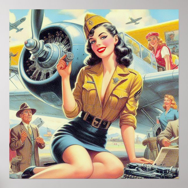 Poster Pin-up do avião retrorreflector (Frente)