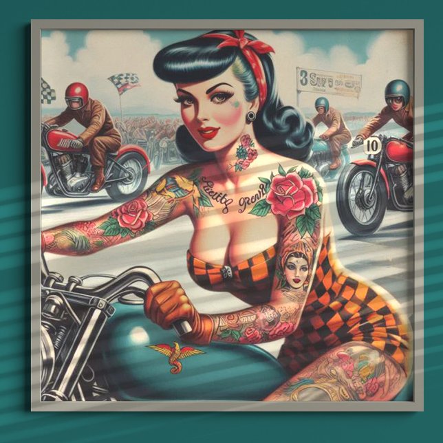 Poster Pin-up do Vintage Biker (Criador carregado)