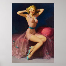 Poster Pin-Up em Arte Bonito Rosa