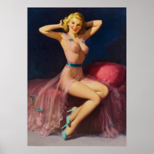 Poster Pin-Up em Arte Bonito Rosa