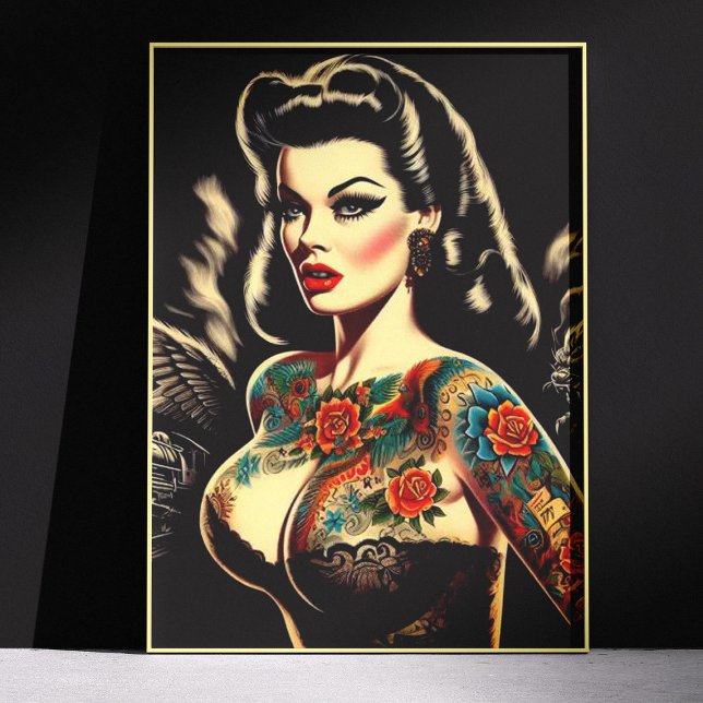 Pôster Pin-up Gótica Tatuada (Criador carregado)