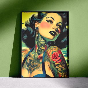 Poster Pin-up Gótico Retro