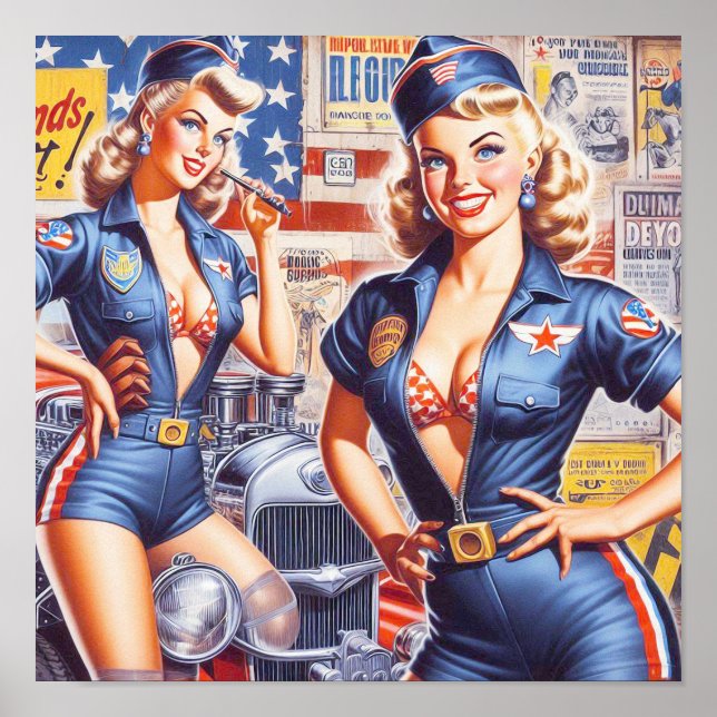 Poster Pin-up Mecânico Retroativo (Frente)