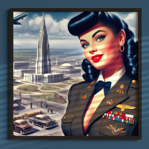 Poster Pin-up Militar Bonito