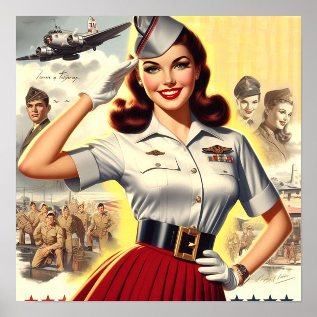 Poster Pin-up Militar Retroativo (Frente)