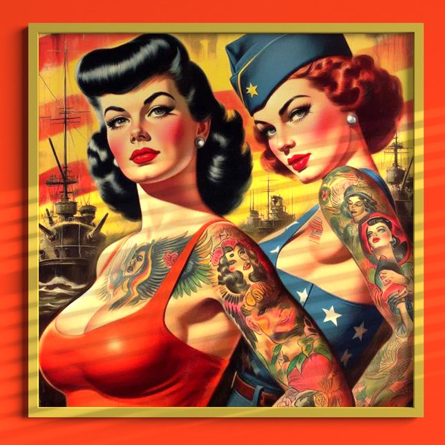 Poster Pin-up Militar Tatuado (Criador carregado)