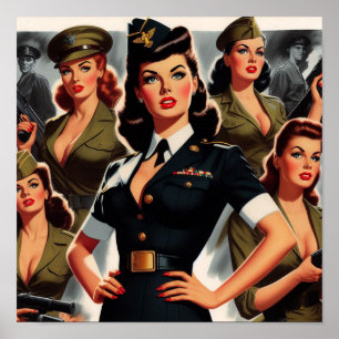 Poster Pin-up Militar Vintage