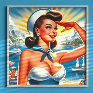 Poster Pin-up Náutico do Marinheiro Justo