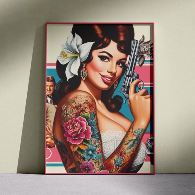 Poster Pin-up Pulp Tatuada Vintage (Criador carregado)