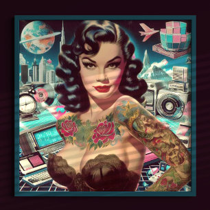 Poster Pin-up Retrowave