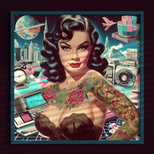 Poster Pin-up Retrowave (Criador carregado)