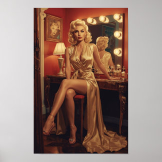 Poster Pin-Up Starlete de Hollywood dos Anos 1950 – Retrô