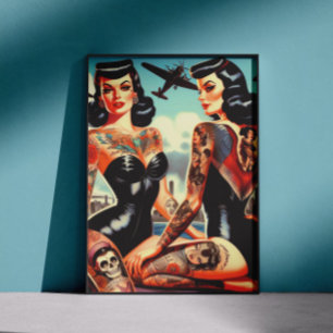Poster Pin-up Tatuada Old School