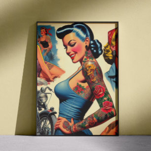 Poster Pin-up Tatuada Vintage