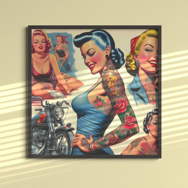 Poster Pin-up Tatuada Vintage (Criador carregado)