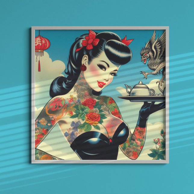 Poster Pin-up tatuado japonês (Criador carregado)
