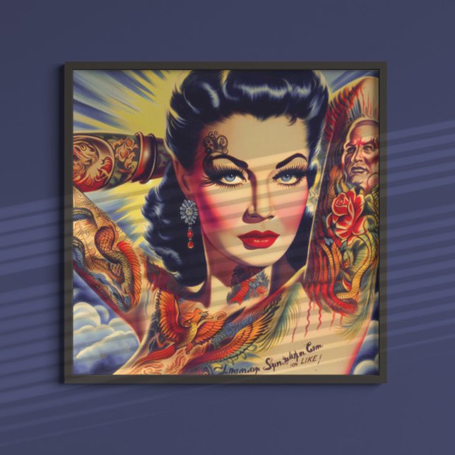 Poster Pin-up Tatuado na Vintage (Criador carregado)